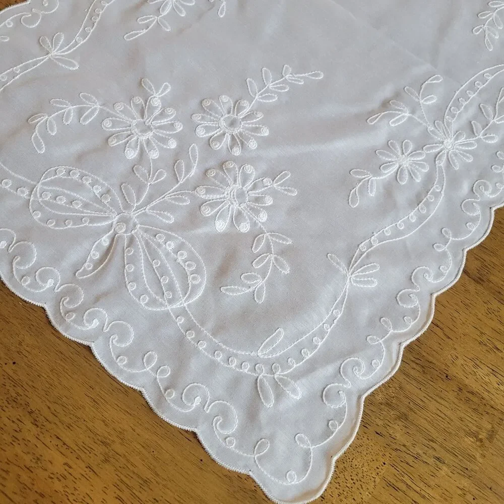 VTG Madeira Embroidered 66x104 Banquet Tablecloth 12 Placemats Table Runner set
